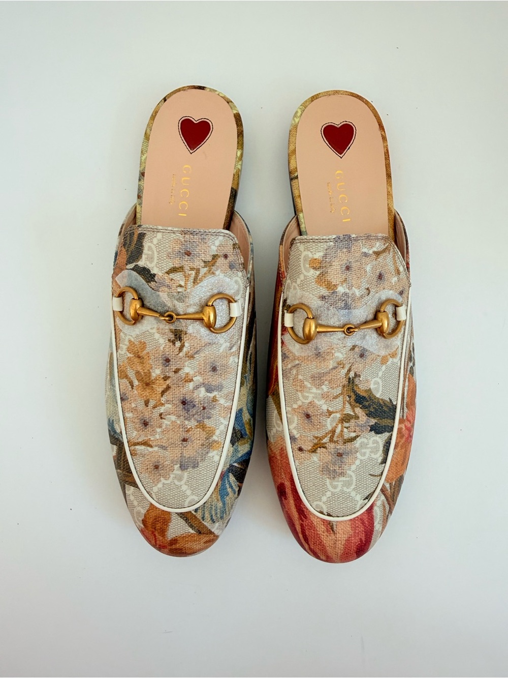 Gucci Princetown GG Supreme H2O Flora Horsebit Mules 727197 Size 39.5